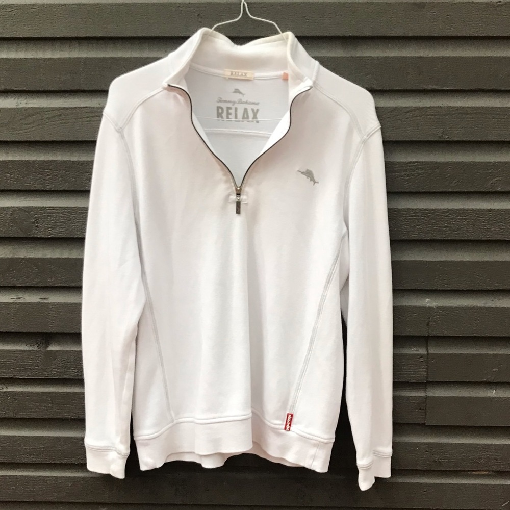 Tommy Bahama Antigua HalfZip Pullover - White/Gray